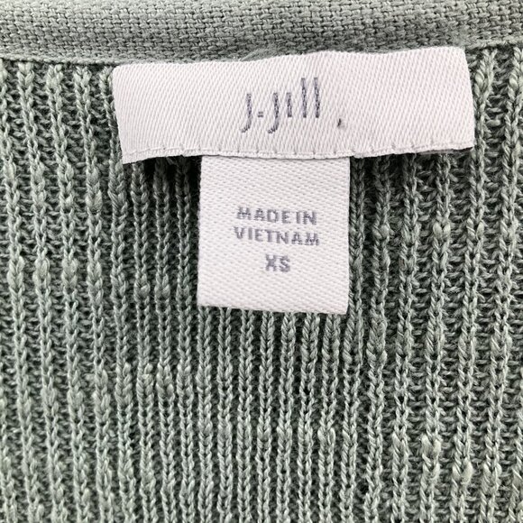 J. Jill‎ Cardigan Women Sz XS Mint Linen Blend Open Lightweight Beach Coastal - Picture 2 of 9